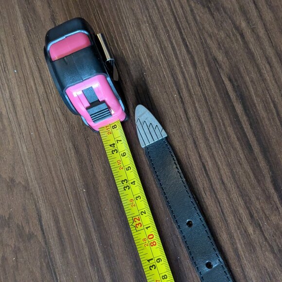 Vintage Black Leather Belt with Southwest Animal Details S